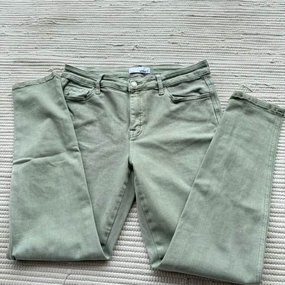 VERVET by Flying Monkey high rise vintage crop skinny jeans olive green size 31 - Picture 2 of 8